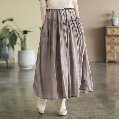 Cozy Cotton Linen Retro A-line Pleated Skirts