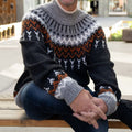 Men's Vintage Knitted Jacquard Crew Neck Sweater elevenforest