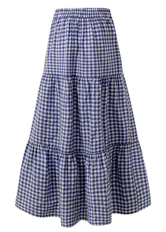 Plaid Patchwork Elastic Waist Skirts