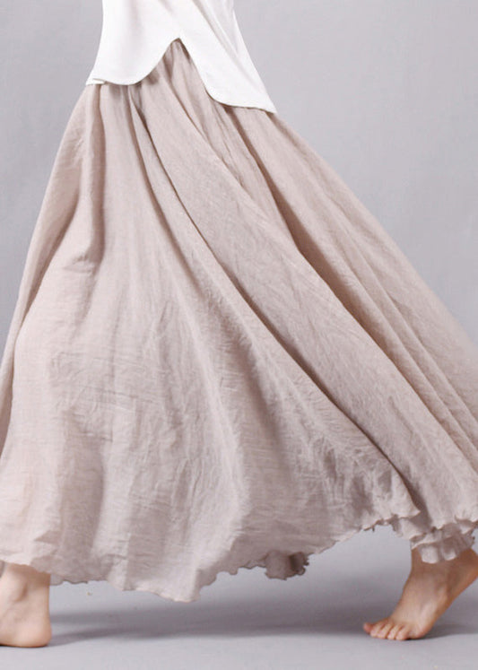 New Beige High Waist Cotton Skirt Summer
