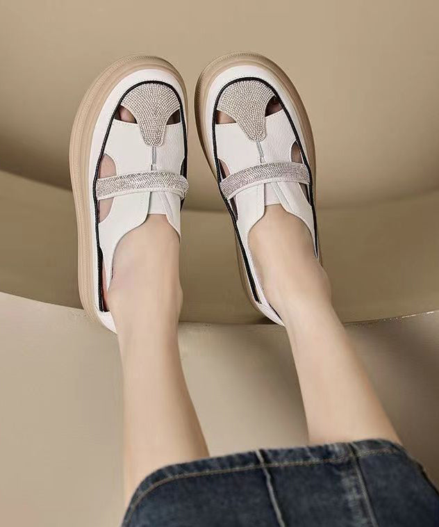 Zircon Splicing Hollow Out Platform Walking Sandals Yellow