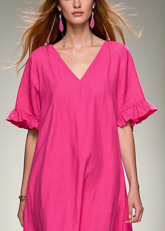 Rose Oversized Cotton Vacation Dresses Summer