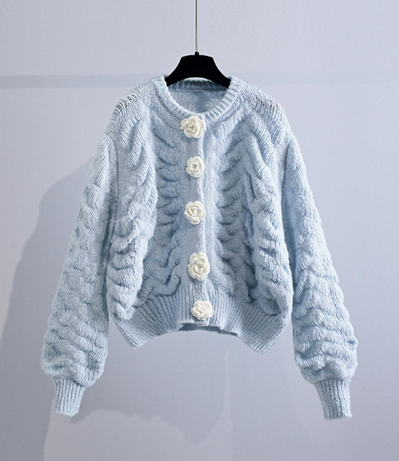 Flowers Long Sleeve Cardigan Sweater 027