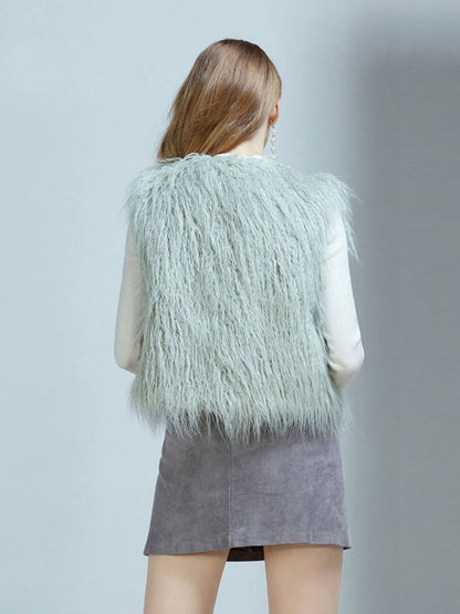 Faux Fur Vest Coat Sleeveless Faux Fur Jacket