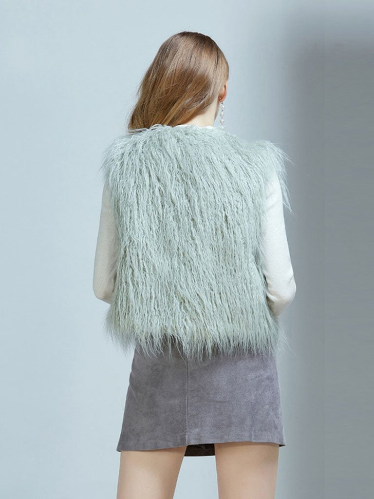 Faux Fur Vest Coat Sleeveless Faux Fur Jacket