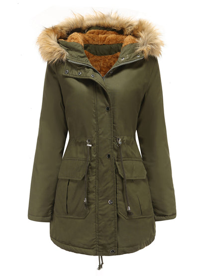 Coat Street Daily Winter Plush Long Coat Color Oversized Fur Warm Coat