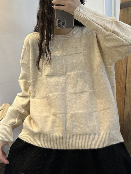 Winter Artsy Plaid Knitted Warm Sweater