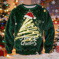 Comstylish Cute Christmas Tree Pattern Warm Crew Neck Sweater
