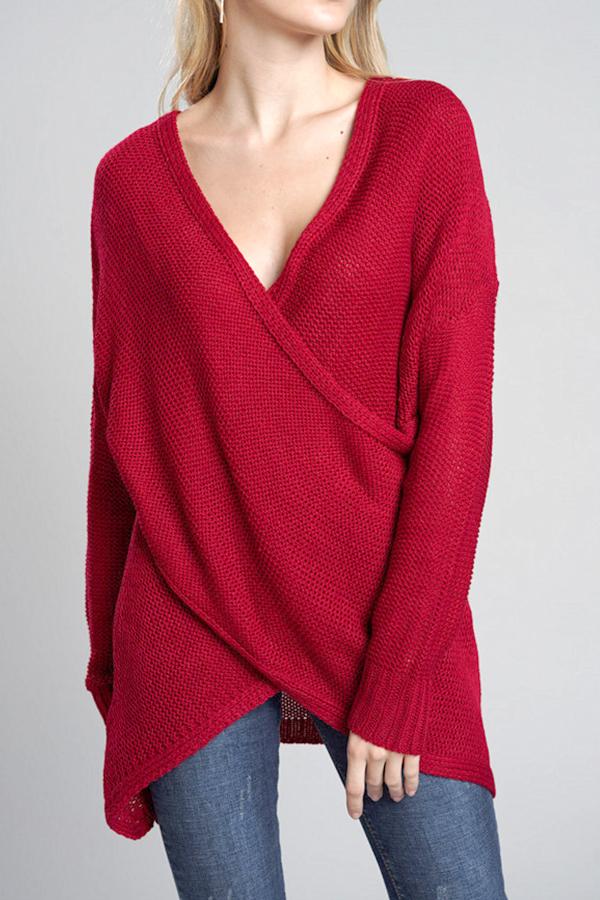 V Neck Front Cross Weekend Sweater