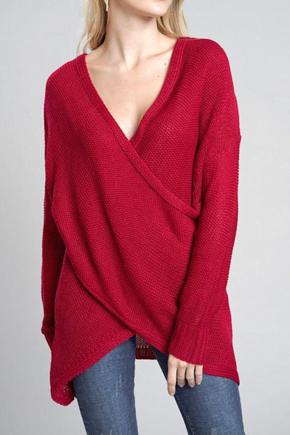 V Neck Front Cross Weekend Sweater