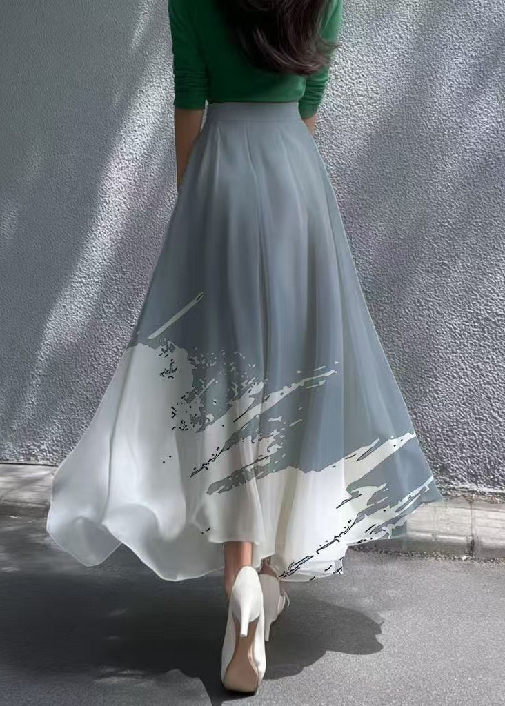 Mixed Color Exra Large Hem Draping Chiffon Skirts Summer