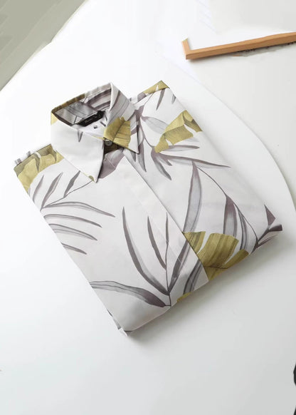 Peter Pan Collar Print Button Shirt Spring