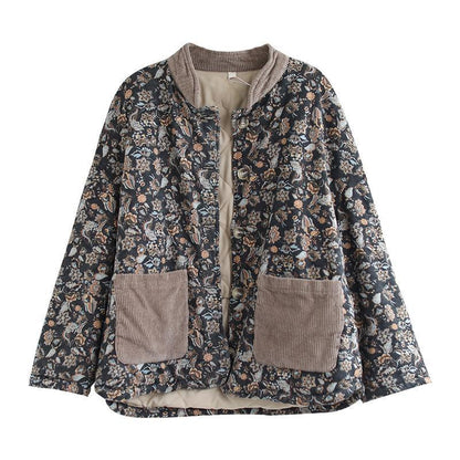 Stand Collar Jacket Coat With Pockets