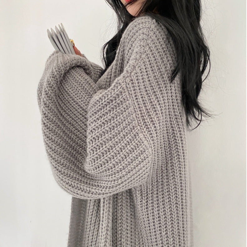 Loose Long Knitted Sweater Coat