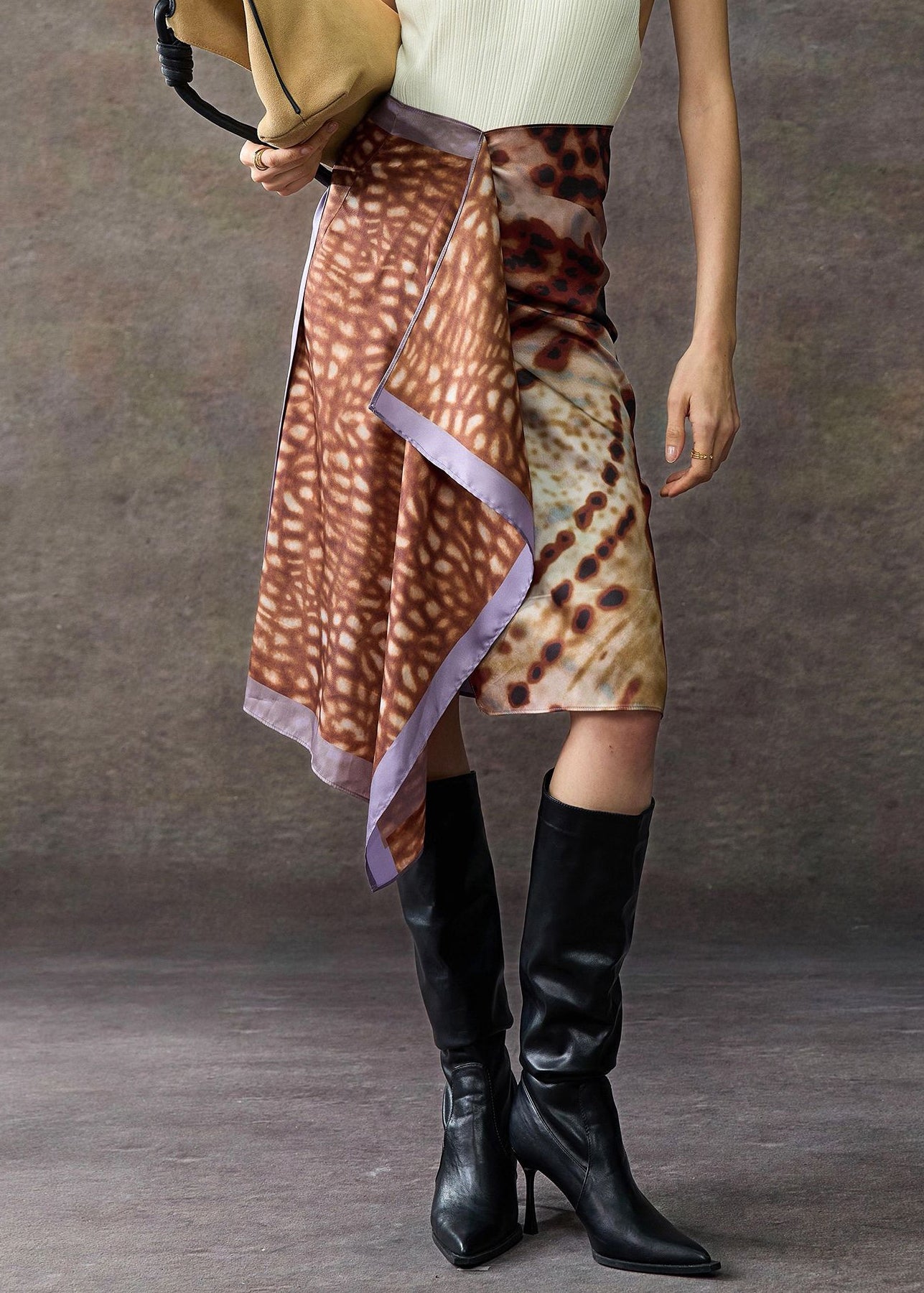 Leopard Asymmetrical Print Lace Up Cotton Skirts Summer