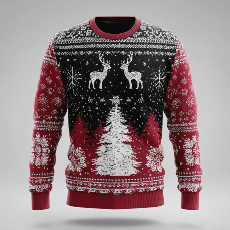 Comstylish Men's Christmas Tree And Reindeer Comfort Sweater