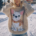 Fuzzy French Bulldog Dog Family Felt Cozy Knit Sweater elevenforest