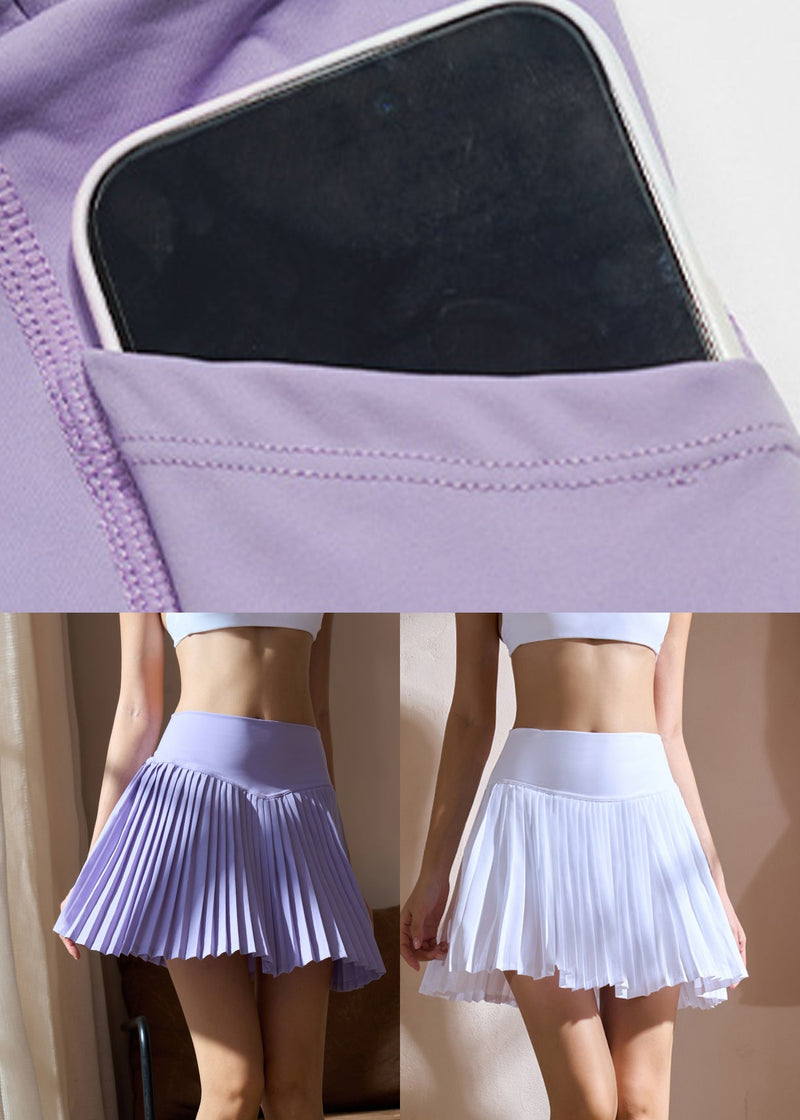 White High Waist Gym Pleated Skirt