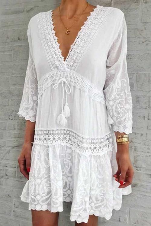 Print Long Sleeve Mini Dress