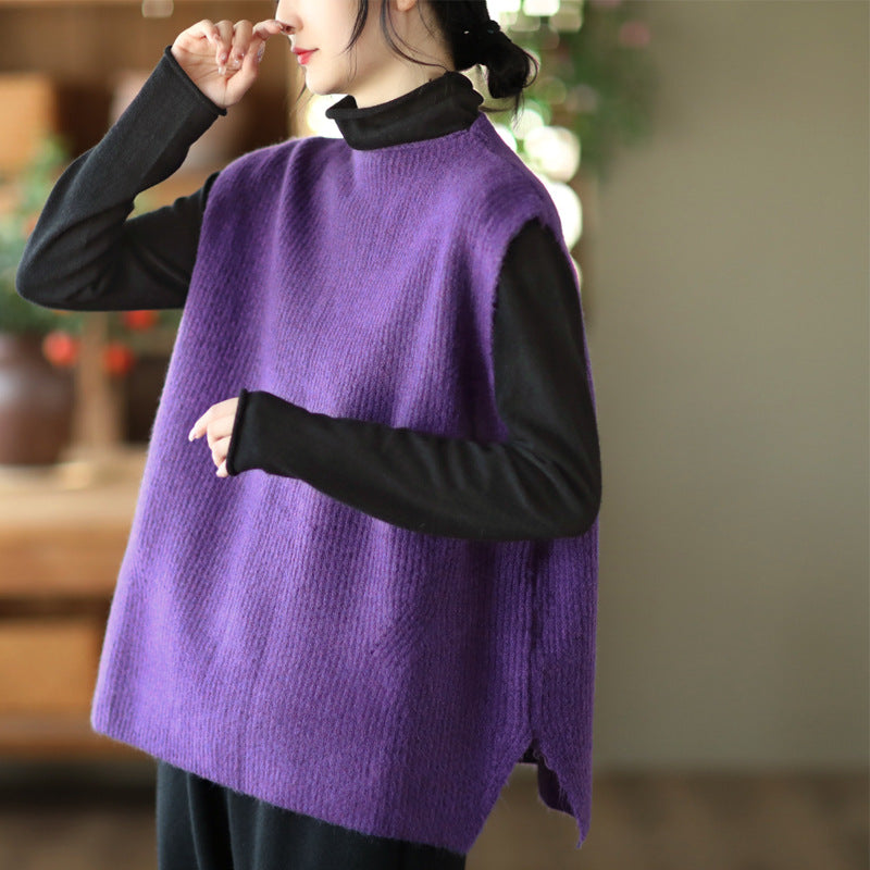 Temperament Loose Sleeveless Pullover Vest Literary Color Vest