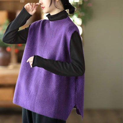 Temperament Loose Sleeveless Pullover Vest Literary Color Vest