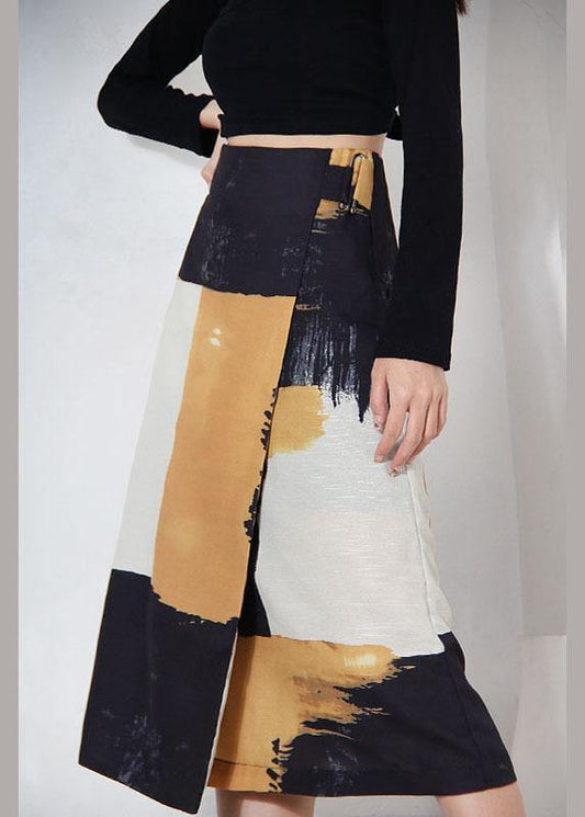Classy Yellow Asymmetrical Besign Summer Skirt