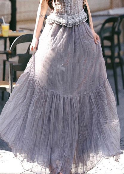 Unique Grey Tie Dye Tulle a Line Skirts