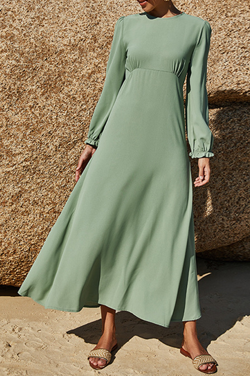Split Joint Stringy Selvedge O Neck Waist Dresses
