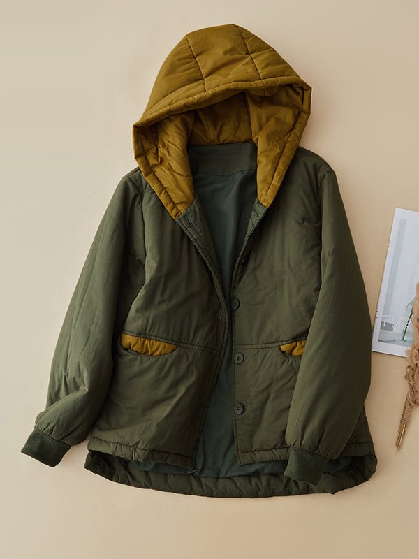 100% Natural Fabric Winter Warm Fleece Lined Pure Color Coat in One-size