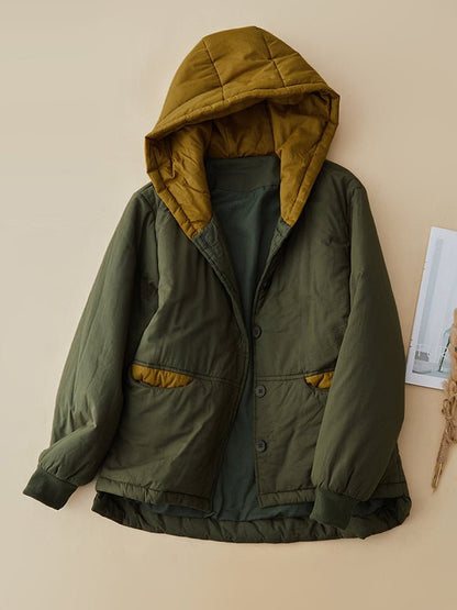 100% Natural Fabric Winter Warm Fleece Lined Pure Color Coat in One-size