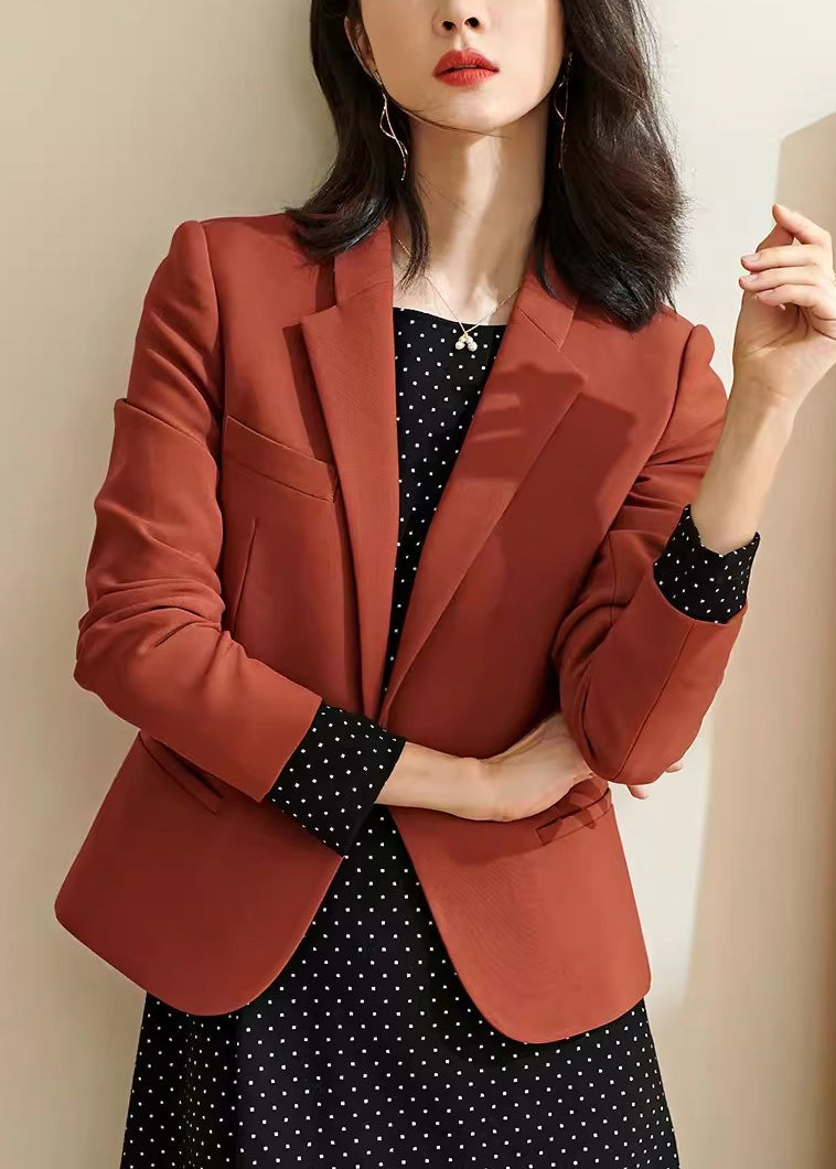 French Beige Notched Button Coat Fall