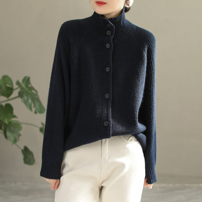 Autumn Winter Stripe Knitted Cardigan