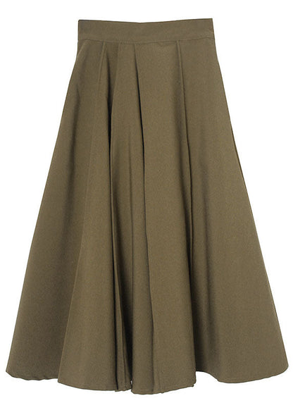 Fitted Green Pleated Skirts Spring