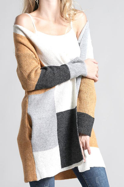 Knit Multi Color Long Sleeve Cardigan