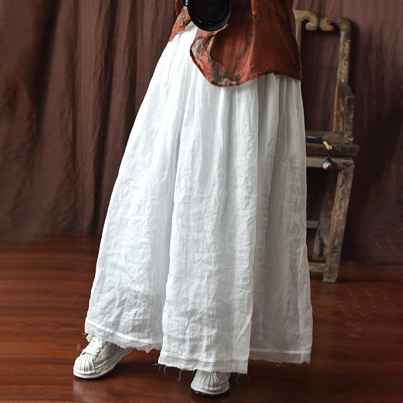 Loose Linen Rough Hem Skirt