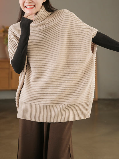 Turtleneck Half Sleeve Loose Pullover Sweater