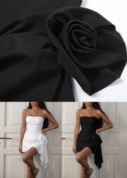 New White Strapless Mid Dress Sleeveless