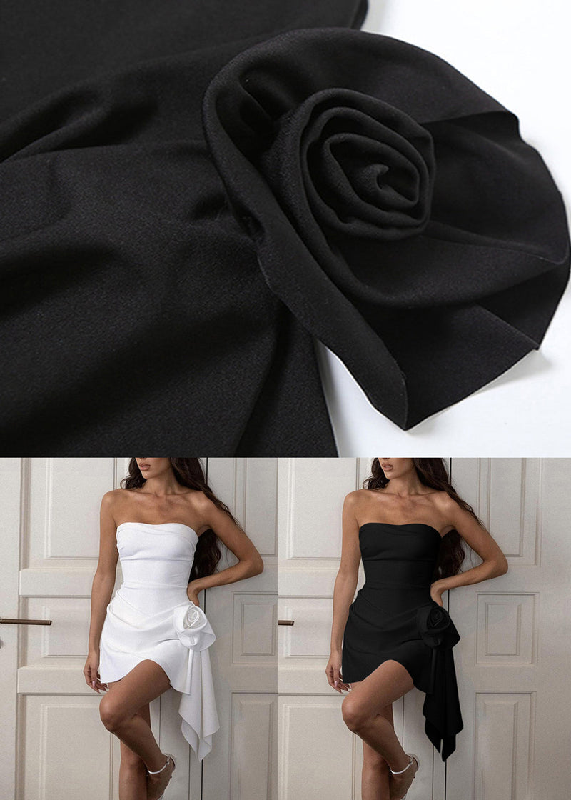 New White Strapless Mid Dress Sleeveless