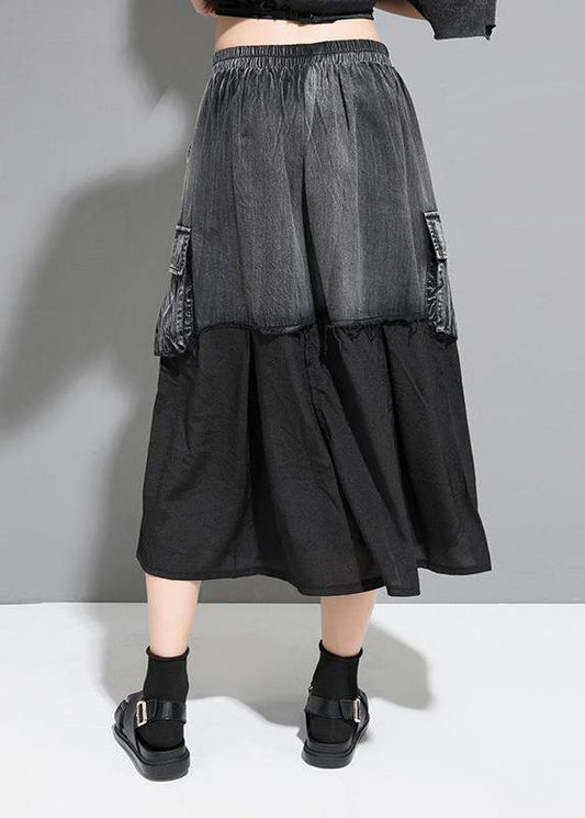 Unique Cotton Fitted Street Personality Chiffon Stitching A-line Skirt