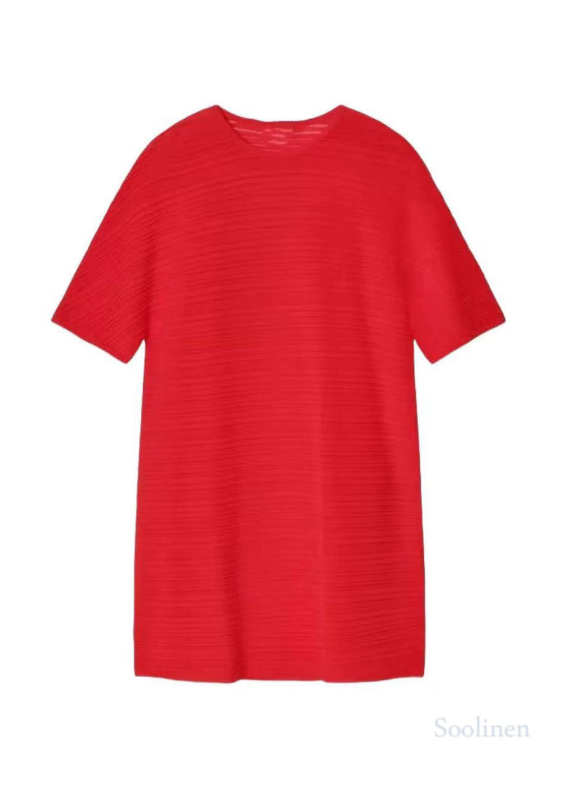 Pink Oversized Wrinkled Cotton Mid Dress Summer
