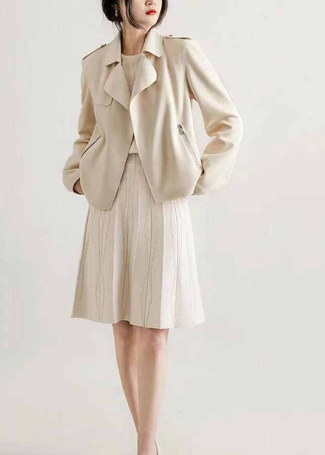 White Peter Pan Collar Pockets Patchwork Cotton Jackets Fall