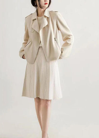 White Peter Pan Collar Pockets Patchwork Cotton Jackets Fall