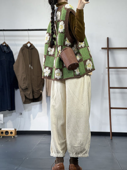 Contrast Jacquard Knit Pullover Knit Vest