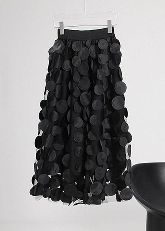 Black Dot Patchwork Tulle Skirts Spring