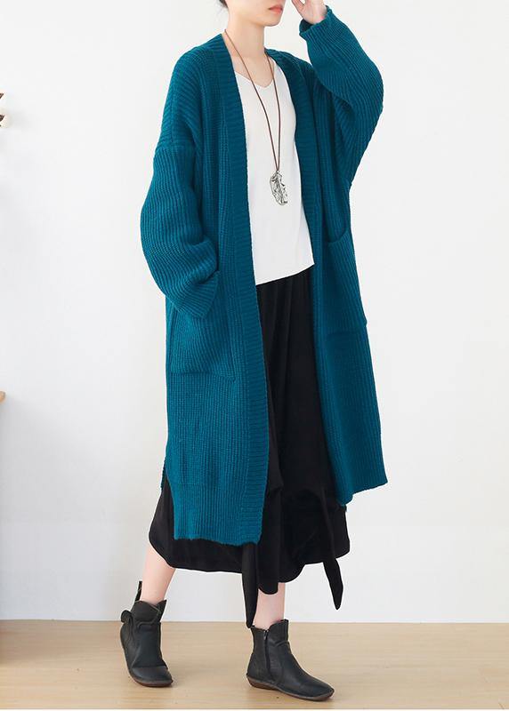 Oversized Knit Sweat Tops Oversize Blue Side Open Knitted Cardigans