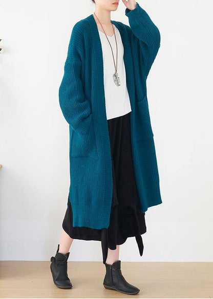Oversized Knit Sweat Tops Oversize Blue Side Open Knitted Cardigans