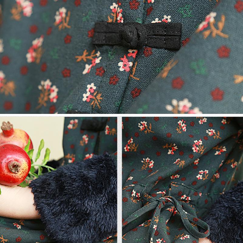 Autumn Winter Retro Plush Thicken Dress