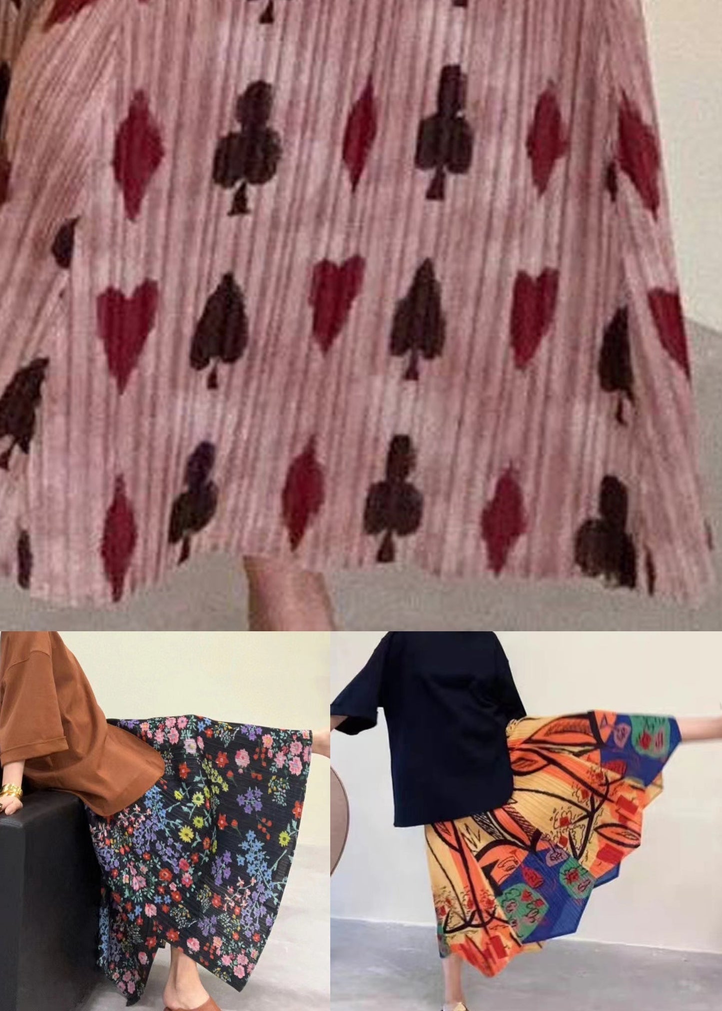 Colorblock Asymmetrical Print Elastic Waist Cotton Skirt