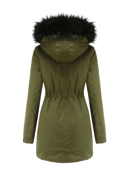 Parka Coat Street Plush Winter Hoodie Coat Color Oversized Fur Warm Coat