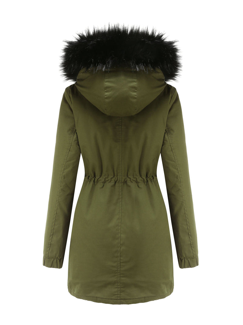 Parka Coat Street Plush Winter Hoodie Coat Color Oversized Fur Warm Coat